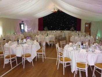 Hall decorated for a wedding